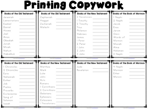 Scripture Books Printing Copywork