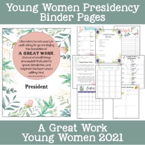 Young Women 2021 Presidency Binder Planner